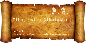 Mihajlovits Nikoletta névjegykártya