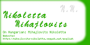 nikoletta mihajlovits business card